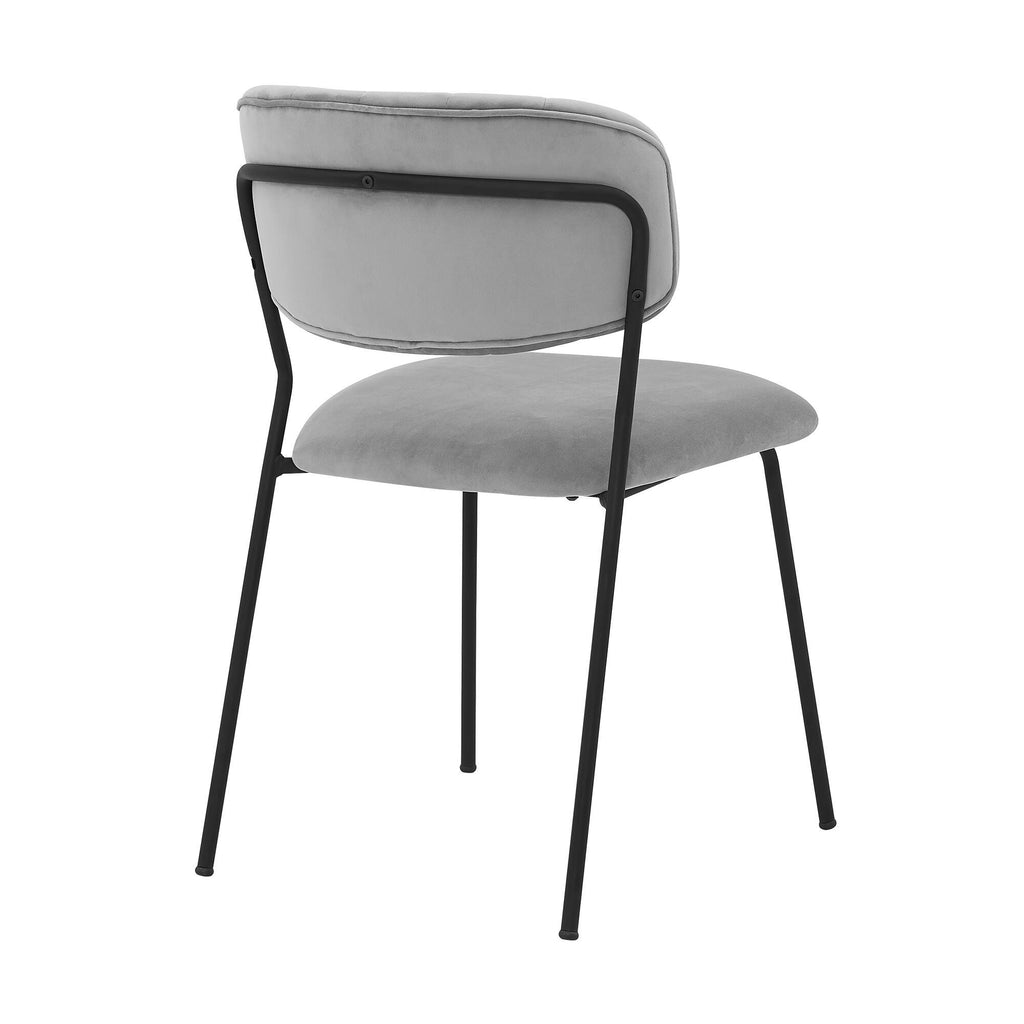 Grey Velvet and Metal Dining Room Chairs - Set of 2 X6381