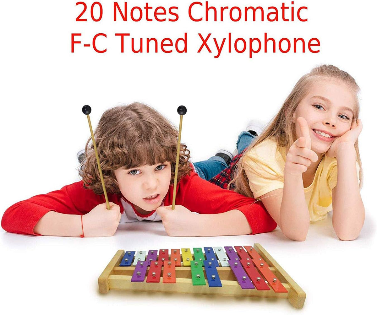 20 Note Chromatic Metal Glockenspiel with Sheet Music Cards V2640
