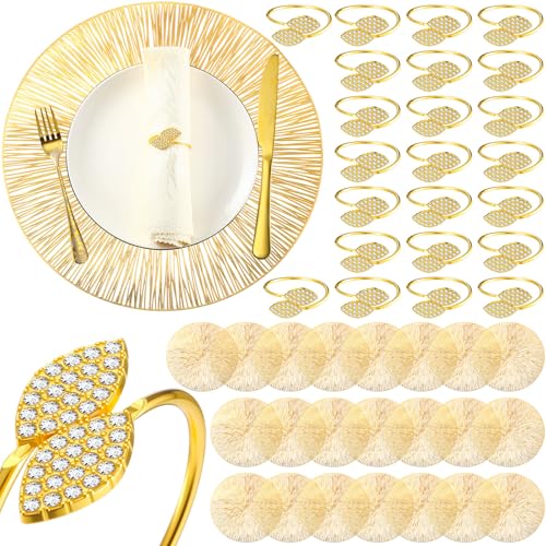 100 Set Gold 15 Inch Round Placemats and Napkin Rings Z7230