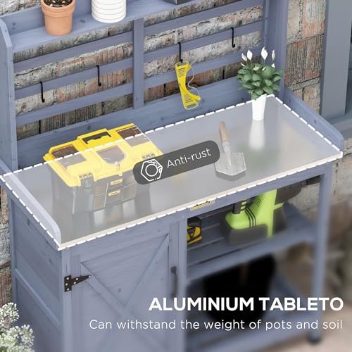 Wooden Potting Bench Table with Storage Cabinet Y6068