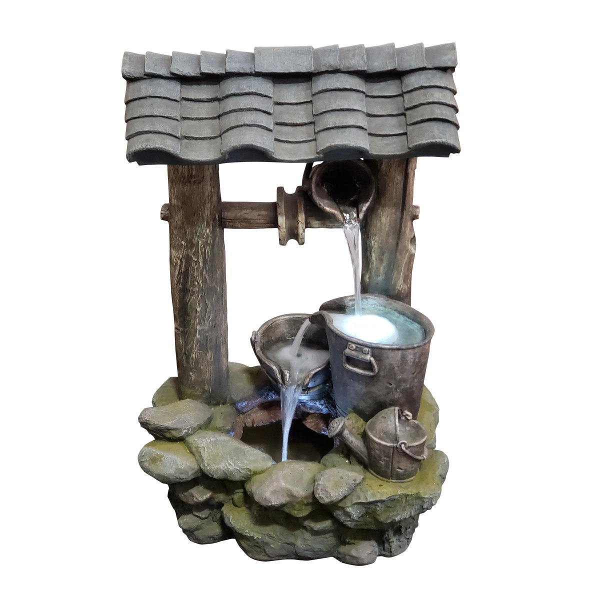Polyresin Well Fountain with LED Lights V25878