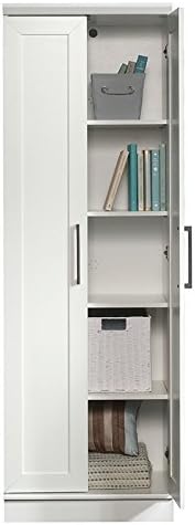 White Storage Cabinet with Door and Shelves L674