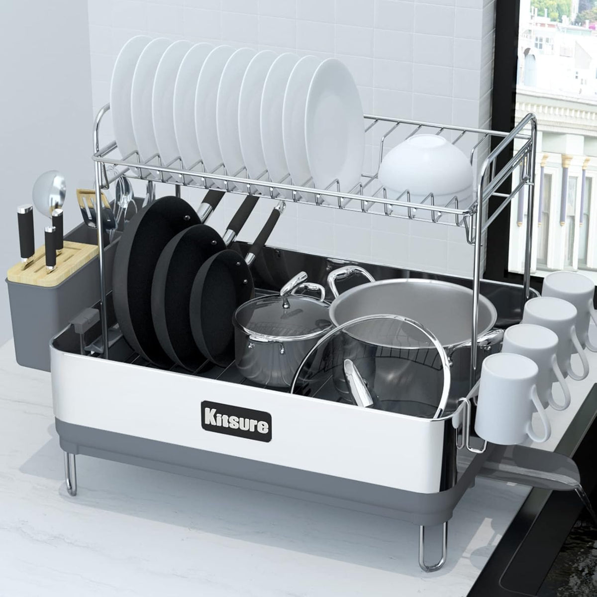 2-Tier Dish Drying Rack with Drainboard K343