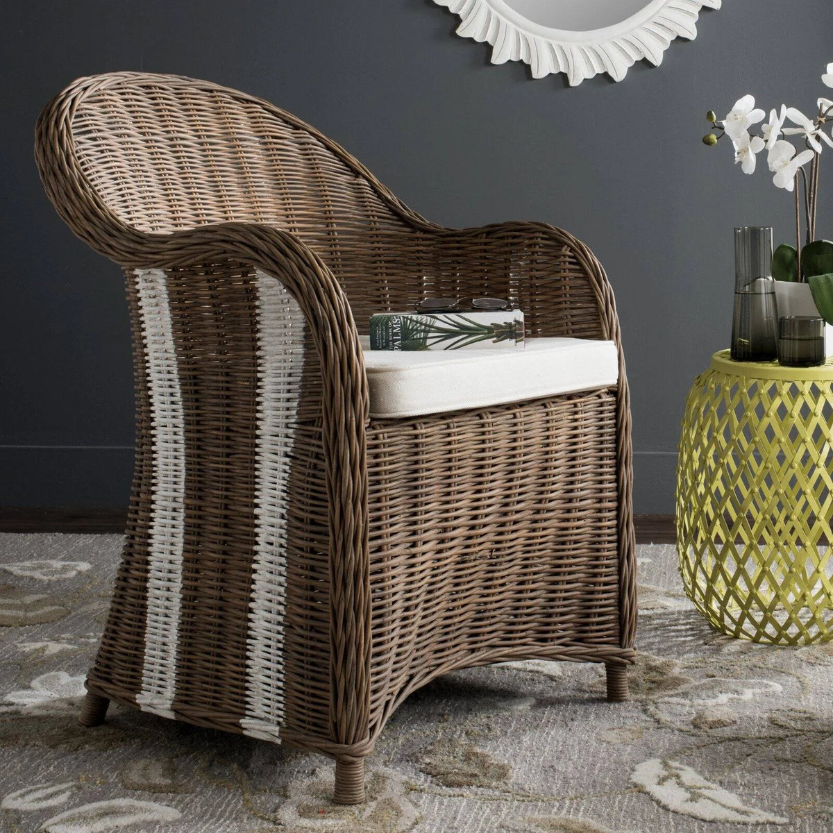 Striped Wicker Club Chair A679869
