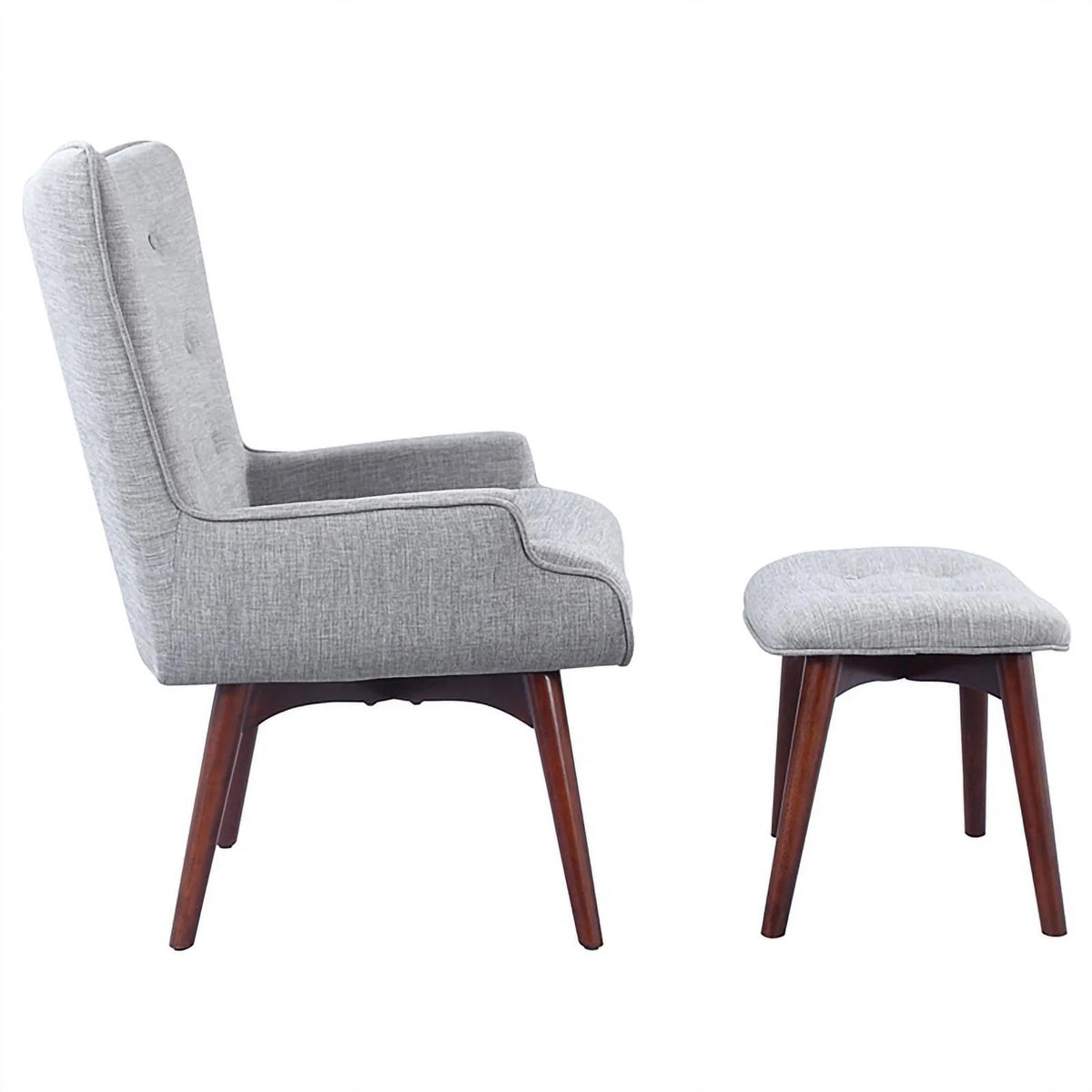Grey and Brown Upholstered Accent Chair with Ottoman D1617