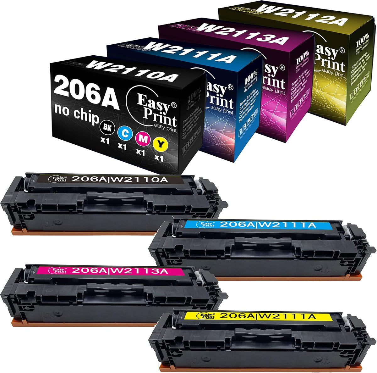 4 Pack Black Cyan Magenta Yellow 206A Toner Cartridge X848