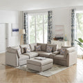 Beige Fabric Reversible Sectional Sofa with Ottoman C512176