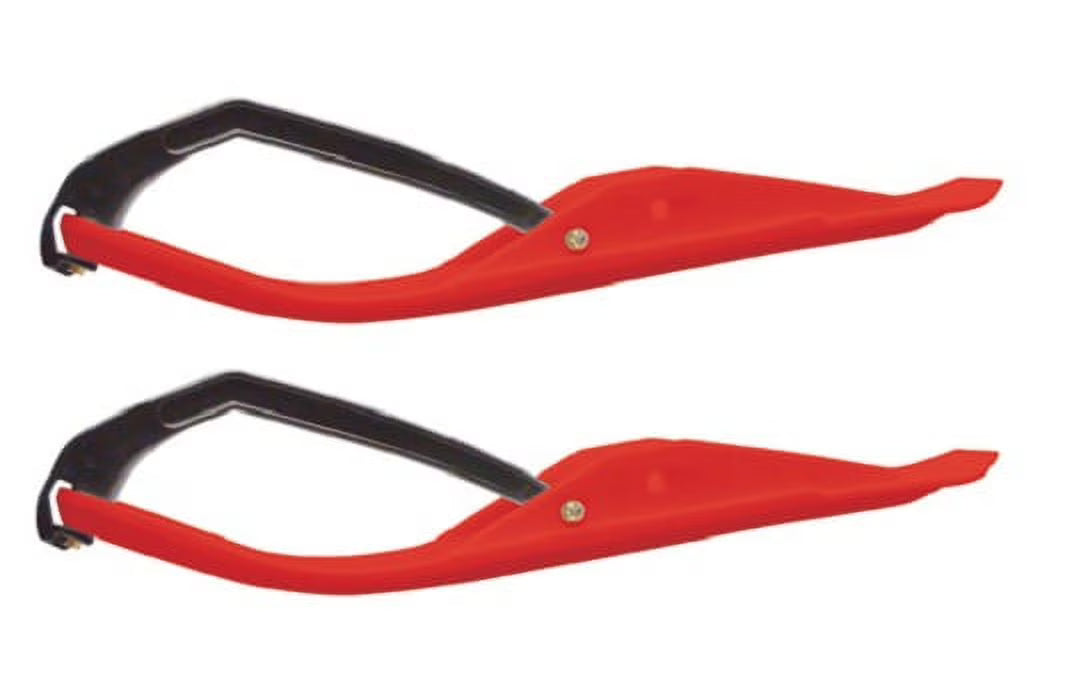Red Snowmobile Skis with Black Loops J779