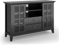 Black Solid Wood TV Media Stand with Storage Shelves and Cabinets N300565