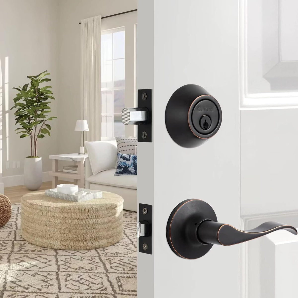 2 Pack Oil-Rubbed Bronze Front Door Handle with Lock and Key Entry Lockset P639810