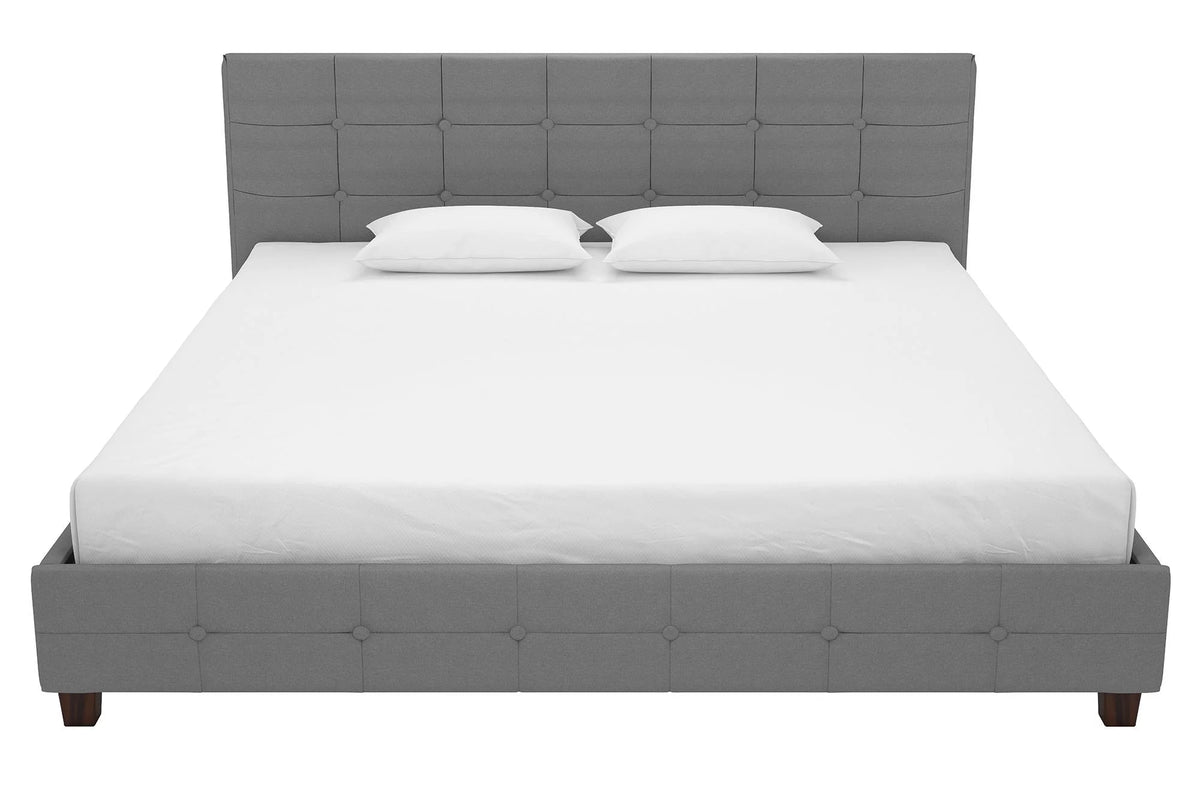 Black Linen King Upholstered Platform Bed Frame G5881