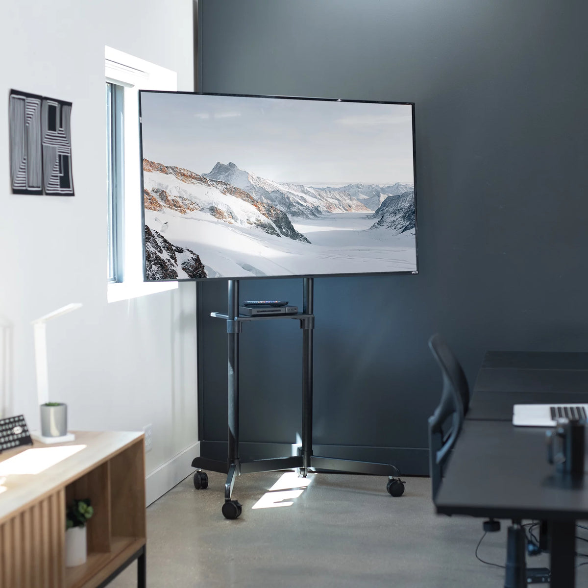 Black Mobile TV Cart for 32" to 88" Flat Screens V373