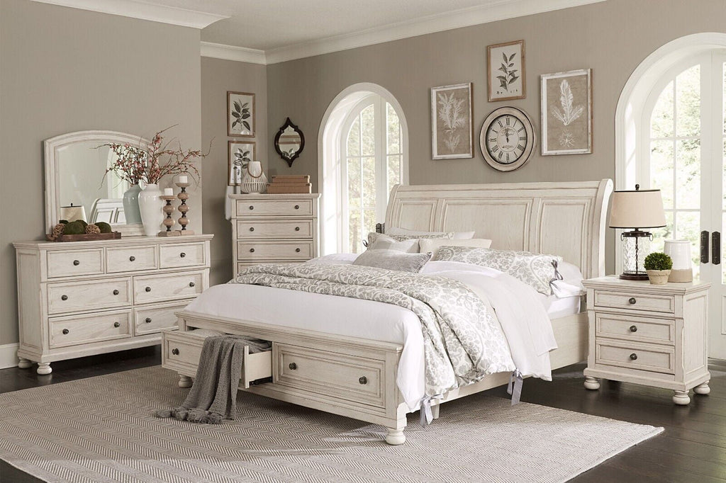 White 6pc King Storage Bed Set F310731
