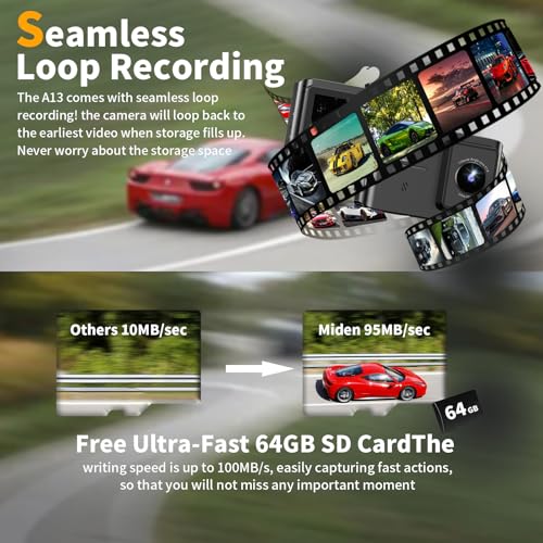 4K Dual Channel Dash Cam with 64GB Card R979574