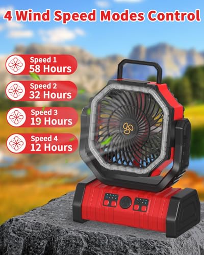 Battery Operated Portable Oscillating Fan with LED Lantern Light 20000mAh Rechargeable R106876