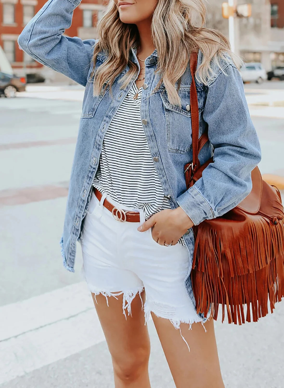 Sky Blue Long Sleeve Loose Denim Jacket L851