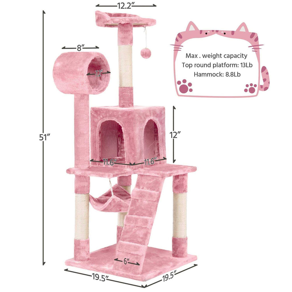 Plush Cat Tree Condo with Hammock Tunnel C649