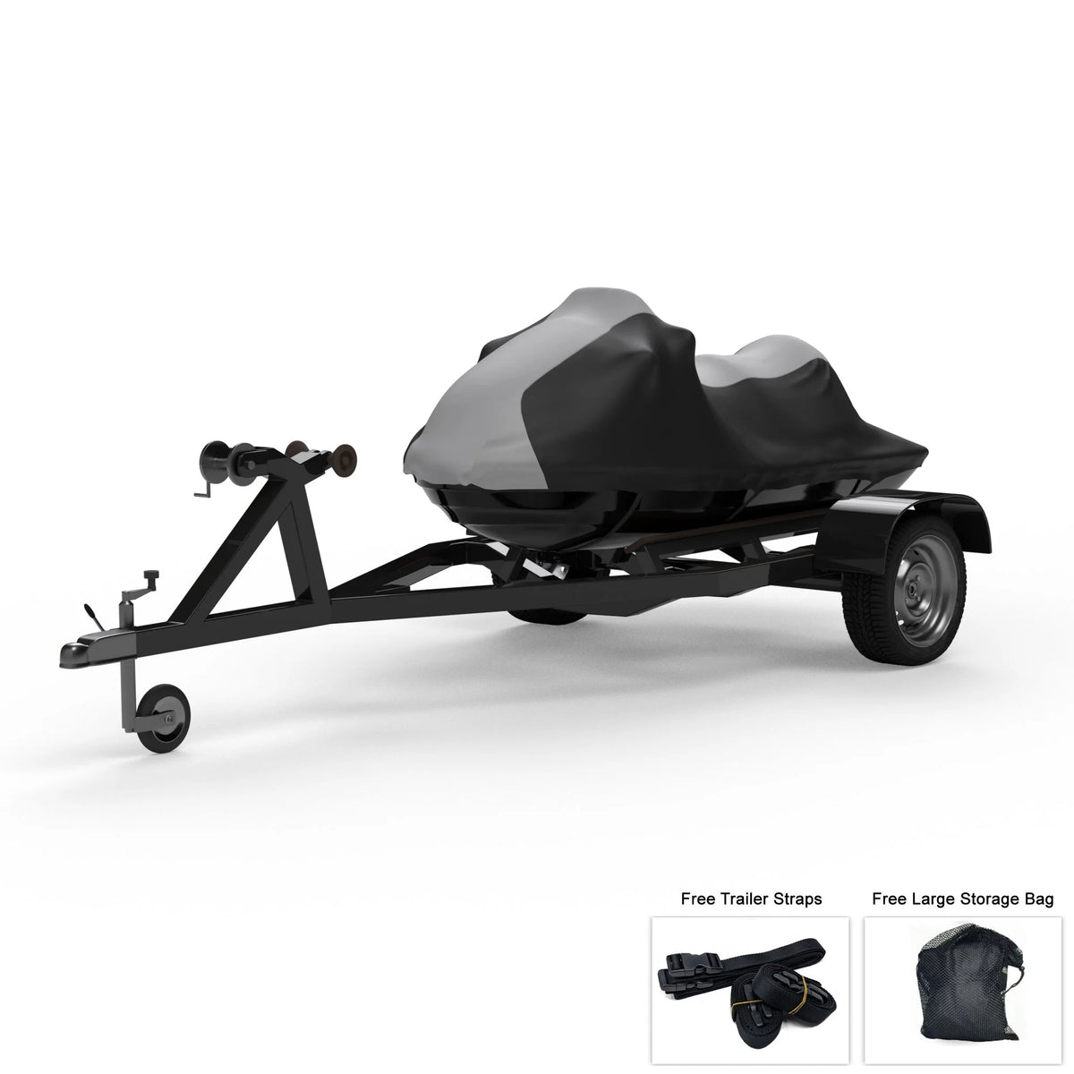 Gray Trailerable Jet Ski Cover with Trailer Straps and Storage Bag X246