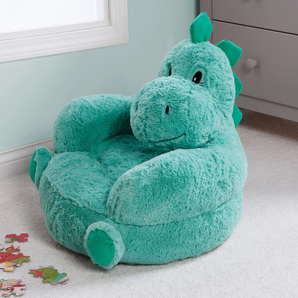 Teal and Green Dinosaur Plush Chair Q2346