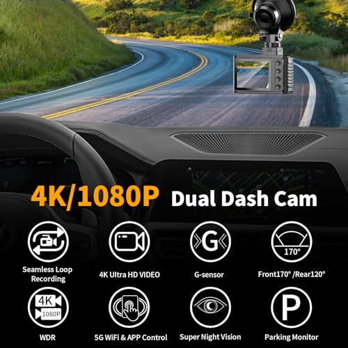4K Dual Channel Dash Cam with 64GB Card R979574