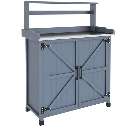 Wooden Potting Bench with Storage Cabinet F715909