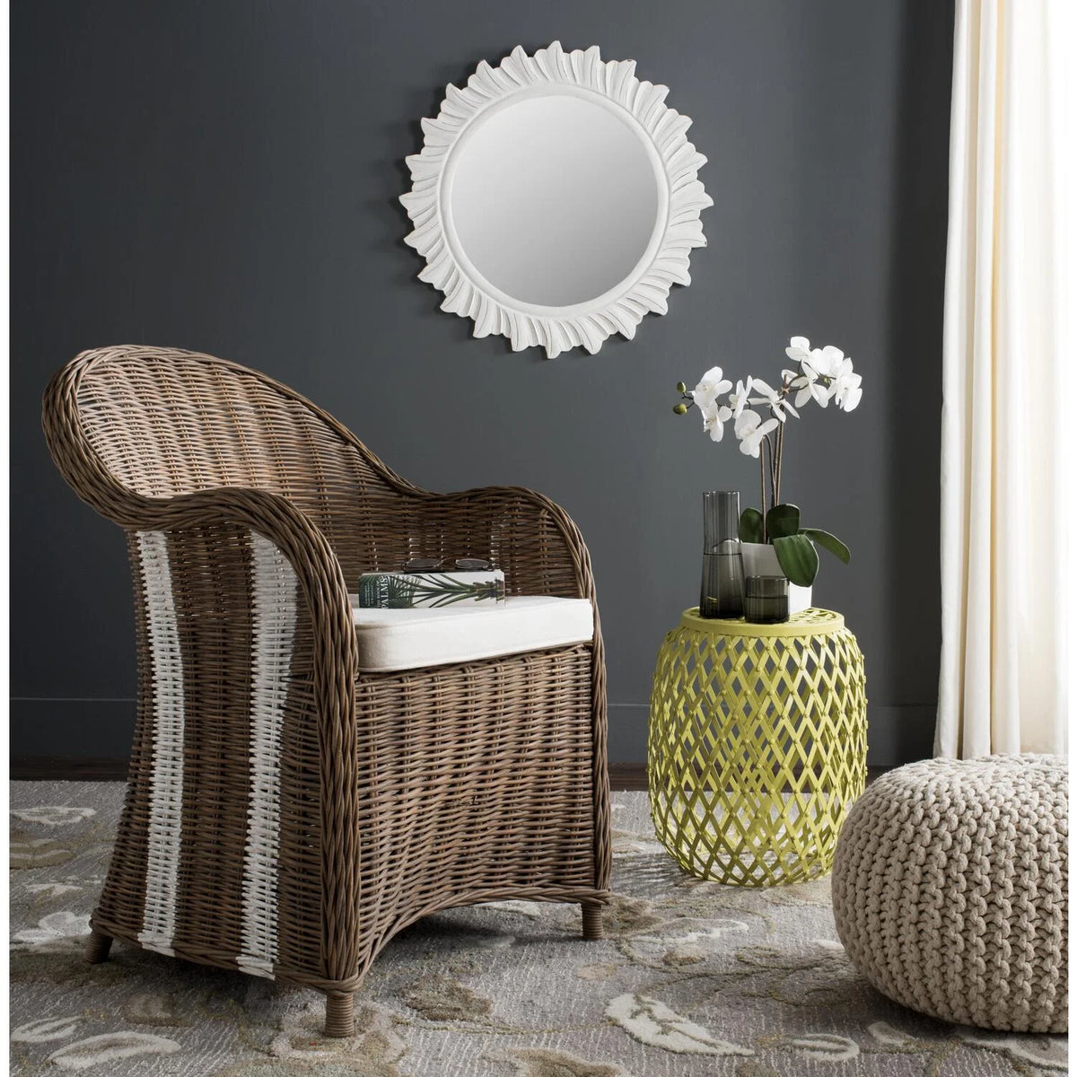 Striped Wicker Club Chair A679869