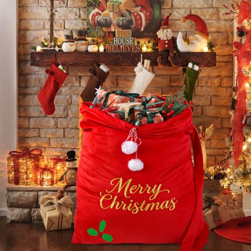 Large Velvet Christmas Santa Bags with Drawstring H479