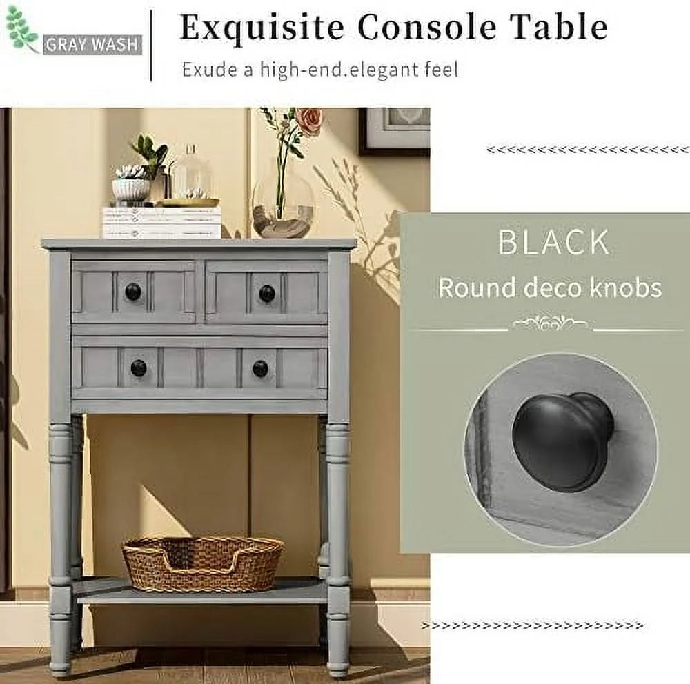 Narrow Console Table with Three Drawers Q57702