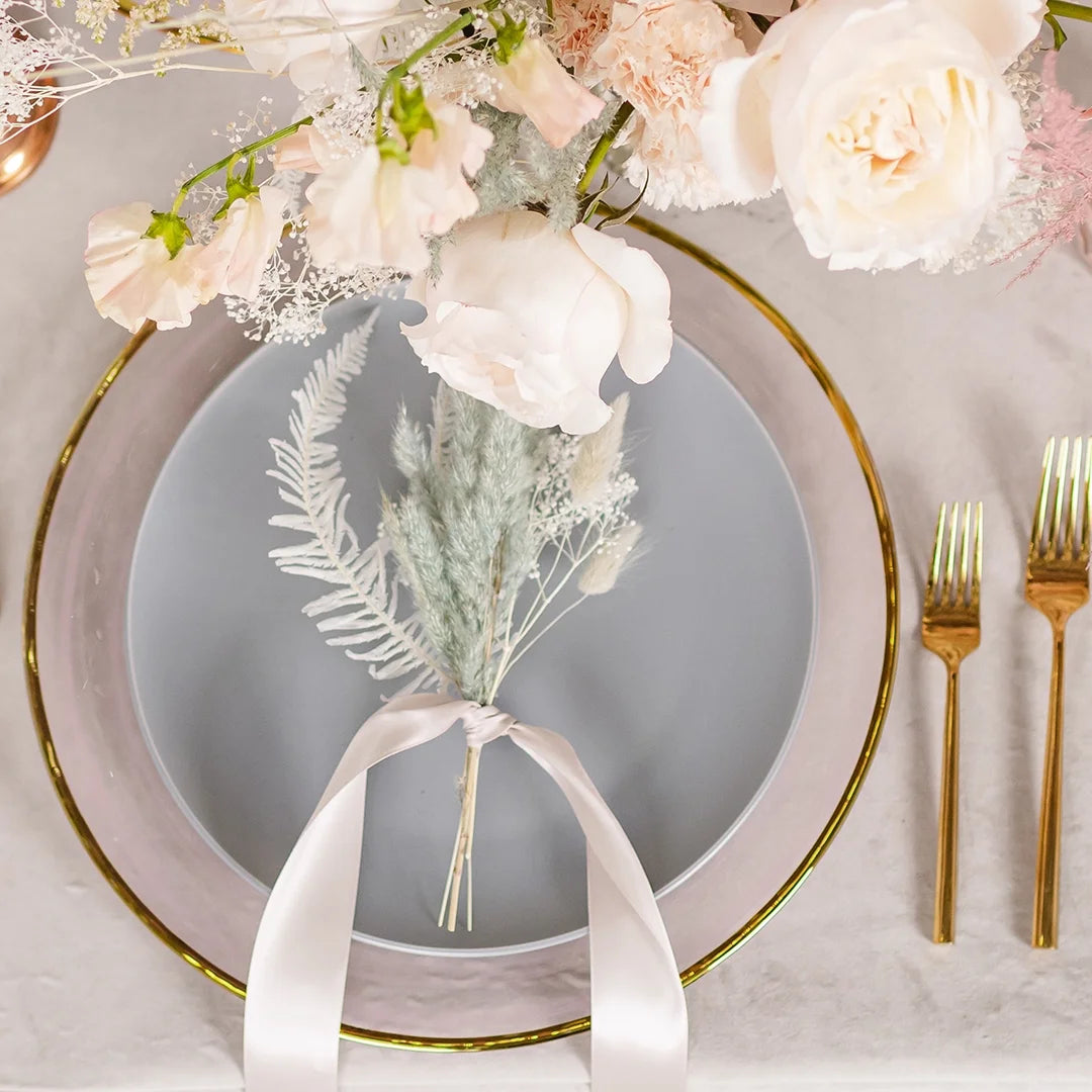 Round 13" Blush Pink Glass Charger Plates Set of 4 K691215