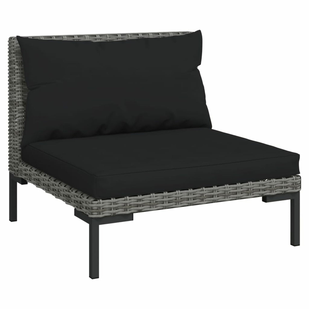 4 Piece Poly Rattan Outdoor Sectional Sofa Set with Cushions Steel Frame P7813