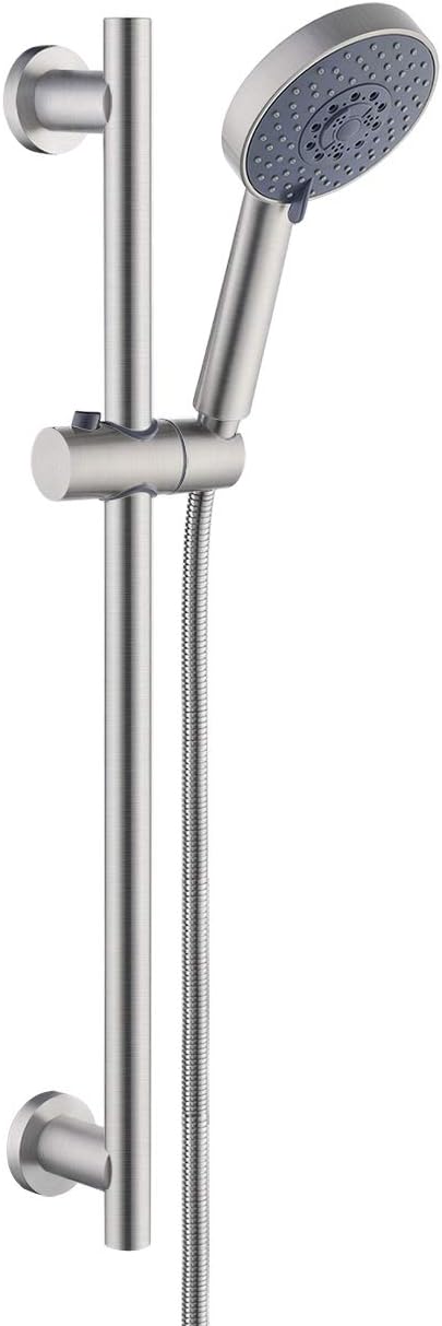 Slide Bar with Handheld Shower Head Hand Shower Hose Holder Adjustable 5-Function Massaging Sprayer Brushed Finish, Pack of 2 Z619