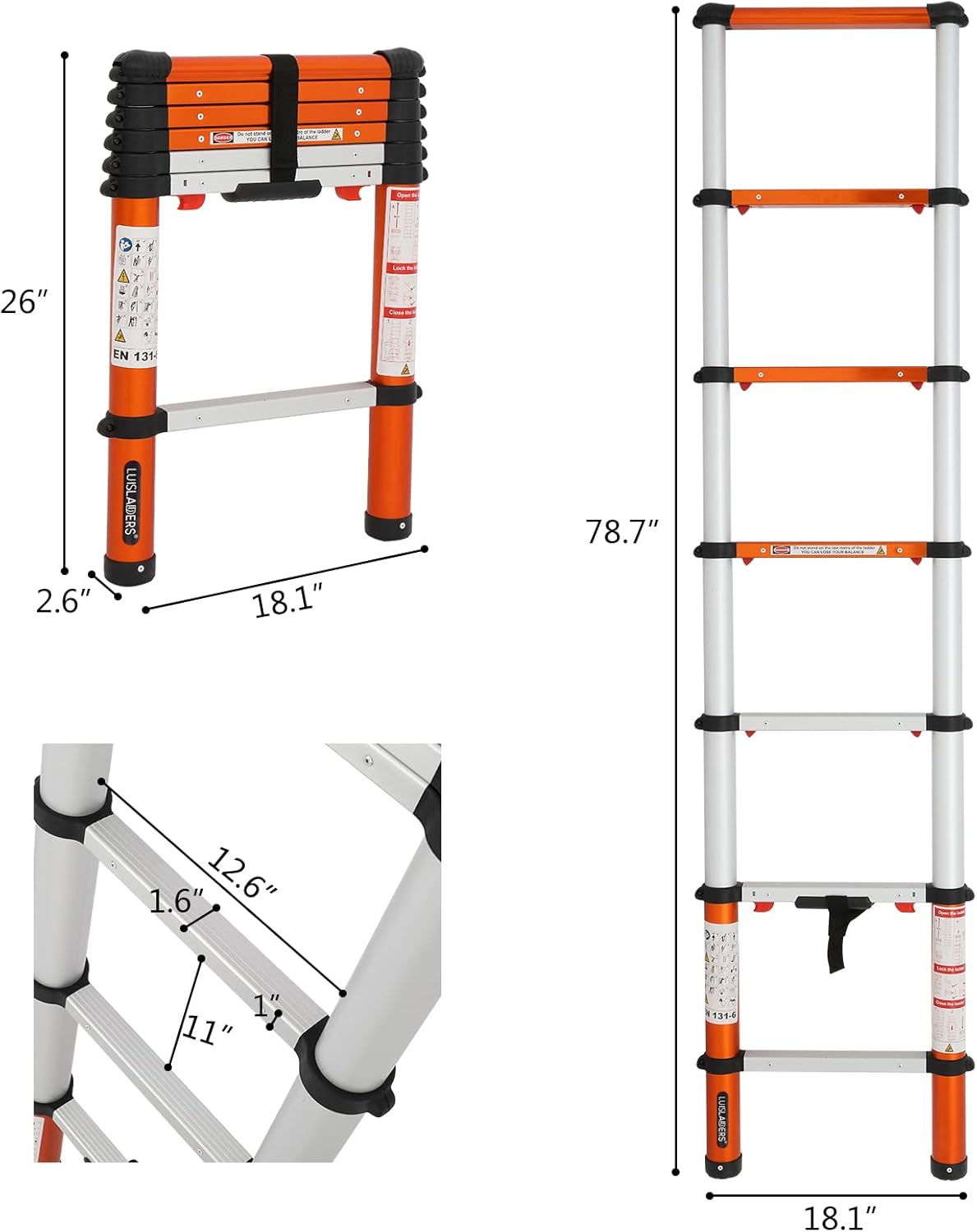 Telescoping Ladder 6.5 Feet 330 Lb Capacity U29626