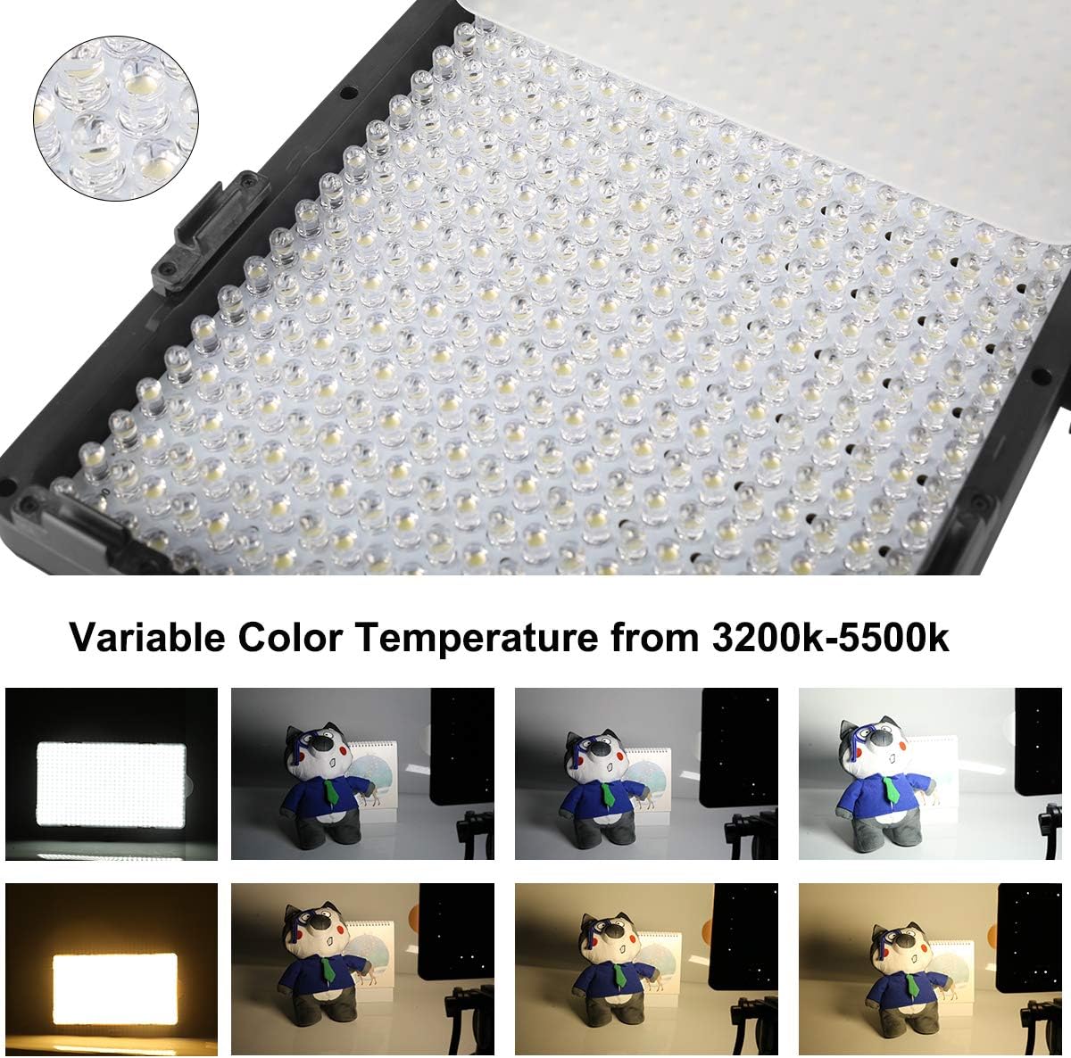 500 LED Dimmable Video Light with Remote Control and 2 Color Filter L81077