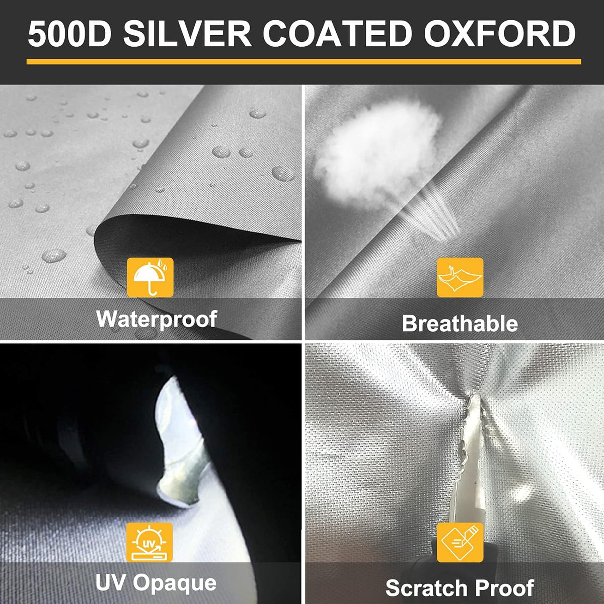Silver 500D Popup RV Cover for 12 13 14ft Trailers, 87" W 42" H T5624