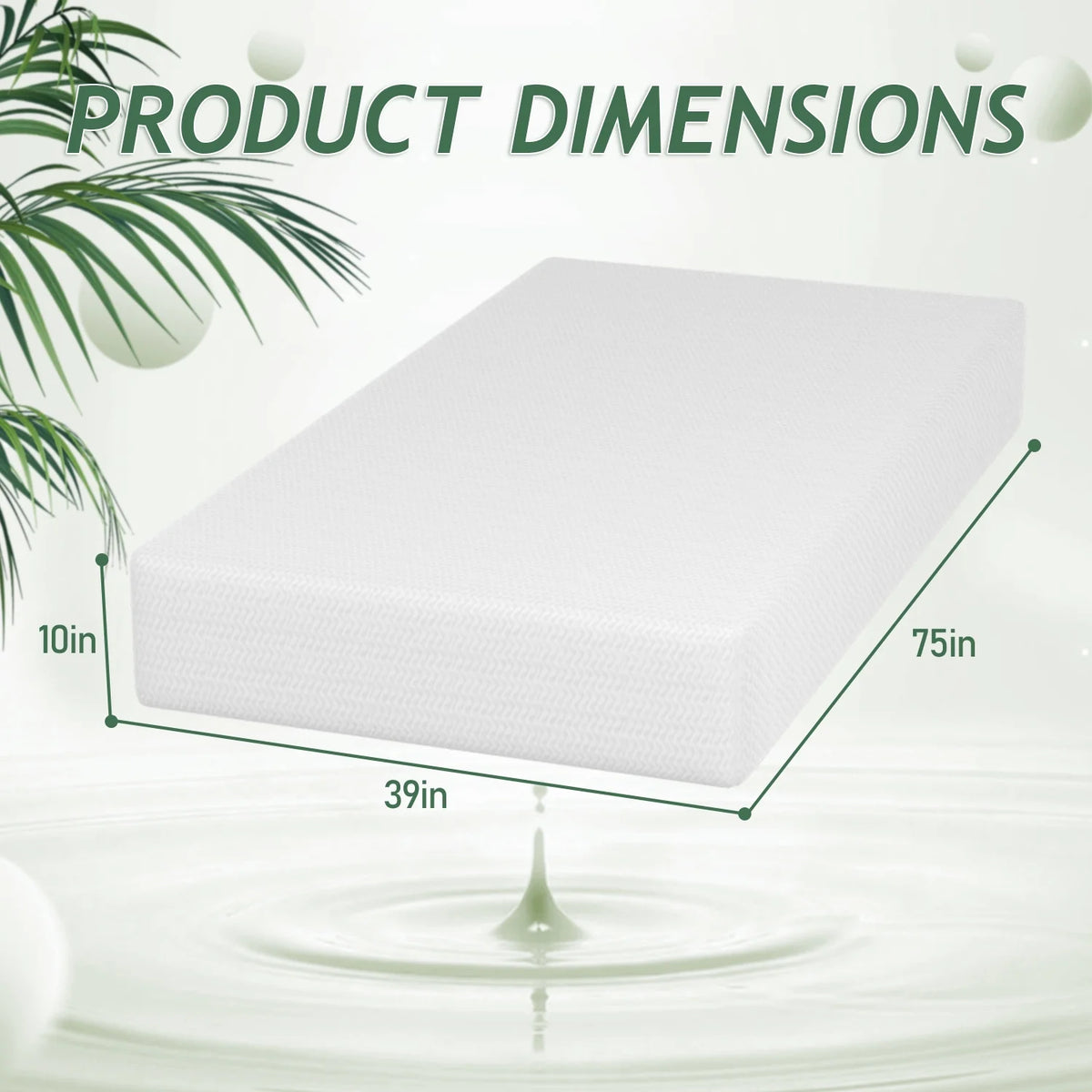 10 Inch Green Tea Memory Foam Twin Mattress C81283