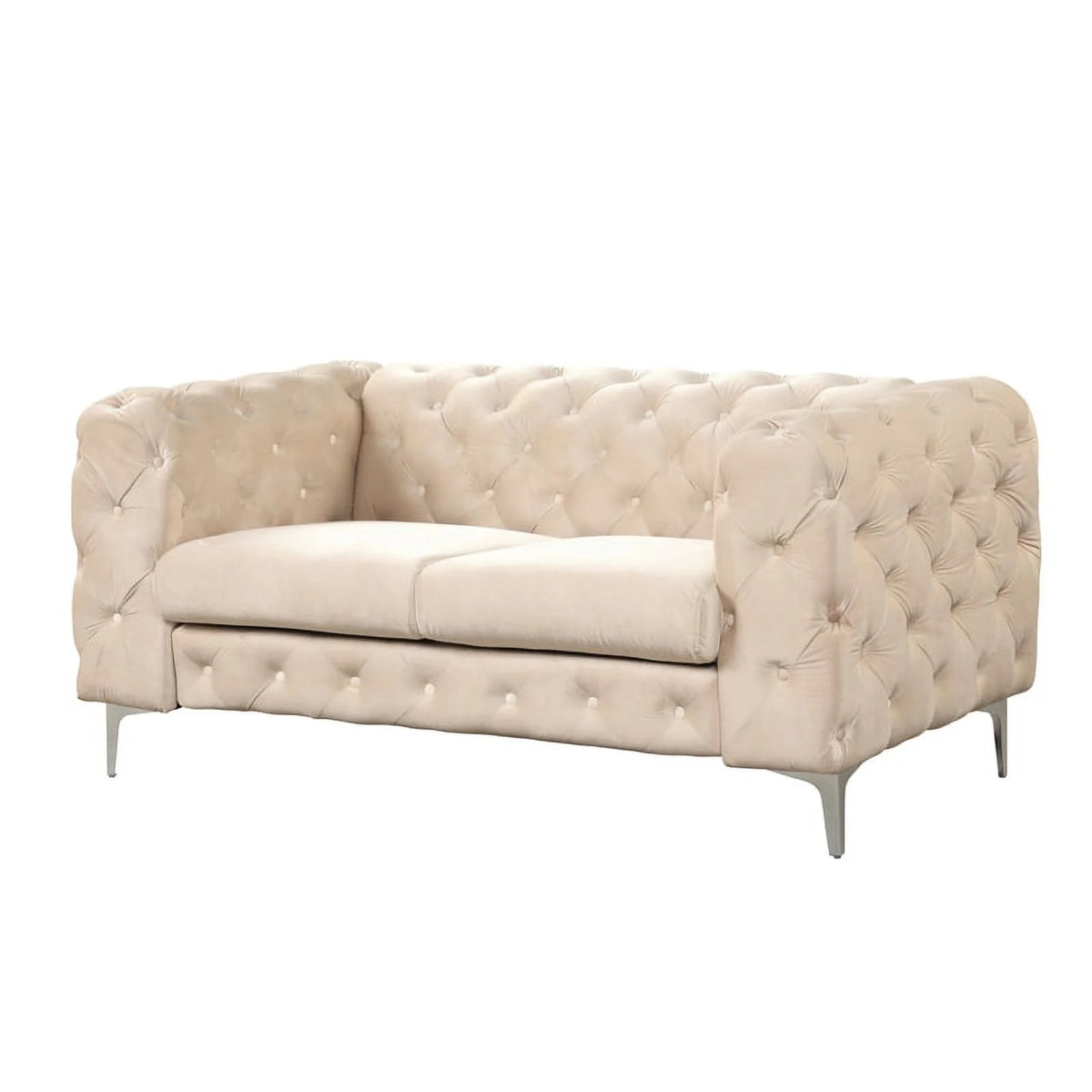 Beige Velvet Loveseat and Chairs Furniture Set D976
