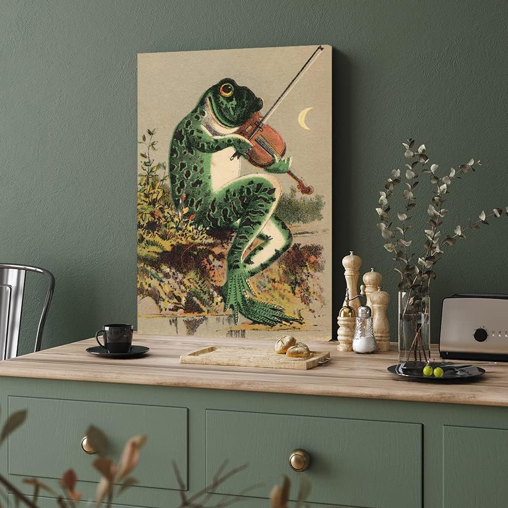 Banjo Frog Art Poster Canvas Painting Wall Art Picture Z4522