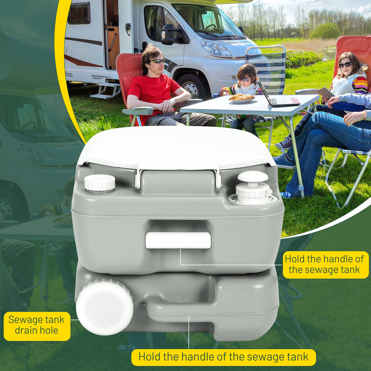 Portable Camping Toilet 3.2 Gallon with Discharge Opening and Level Indicator T541633