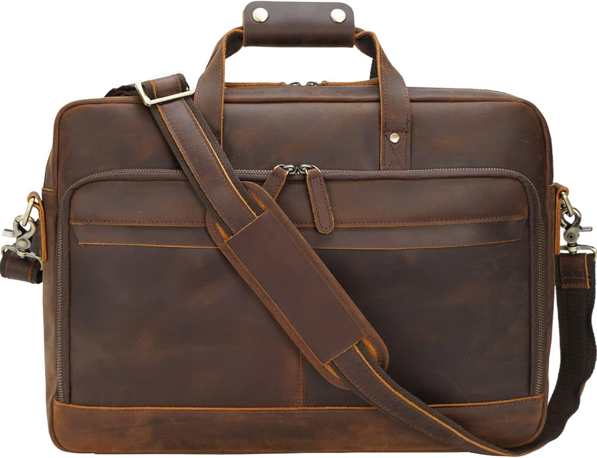 Brown Vintage Leather Laptop Briefcase Bag V621011