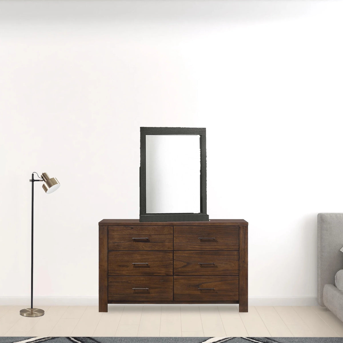 39 in. Gray Oak Rectangle Dresser Mirror C576385