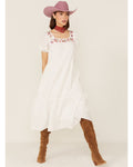 White Embroidered Midi Dress W852