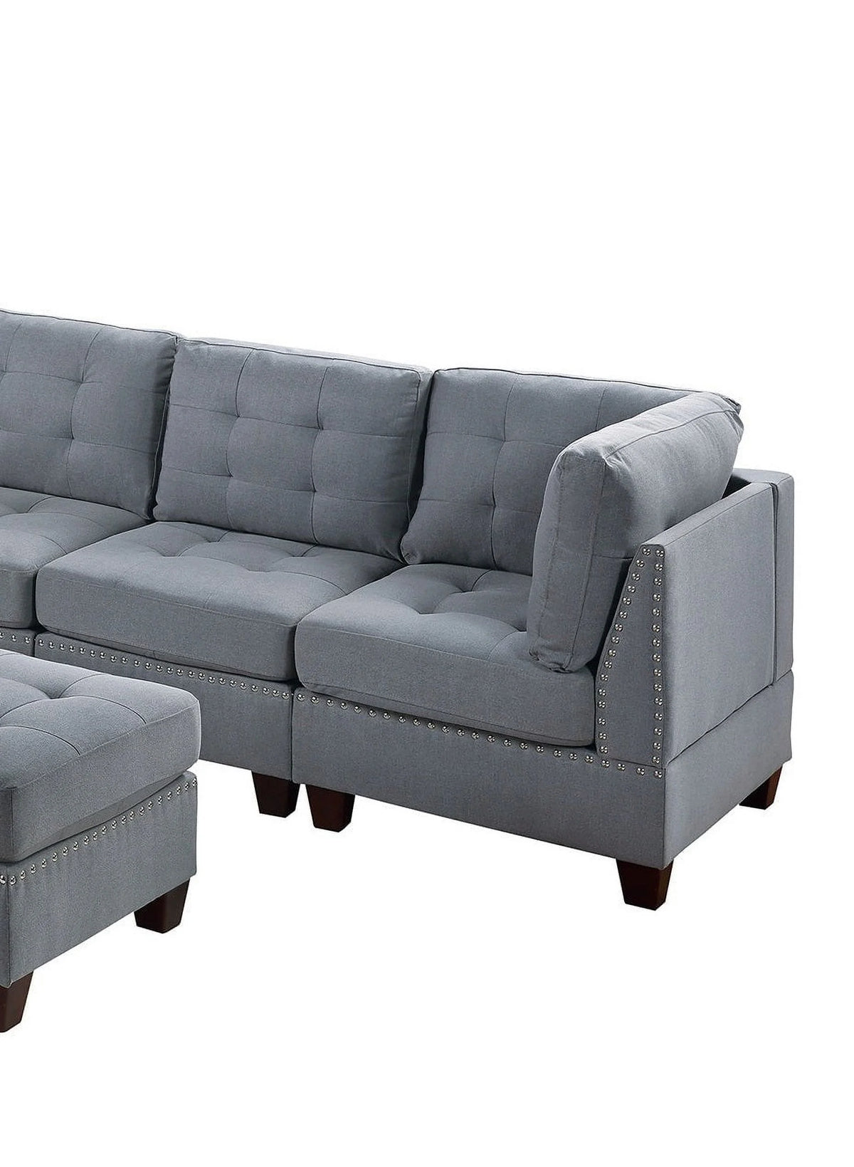 Gray Modular Sectional 7pc Set with Ottoman A152