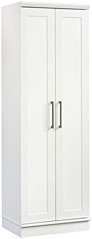 White Storage Cabinet with Door and Shelves L674