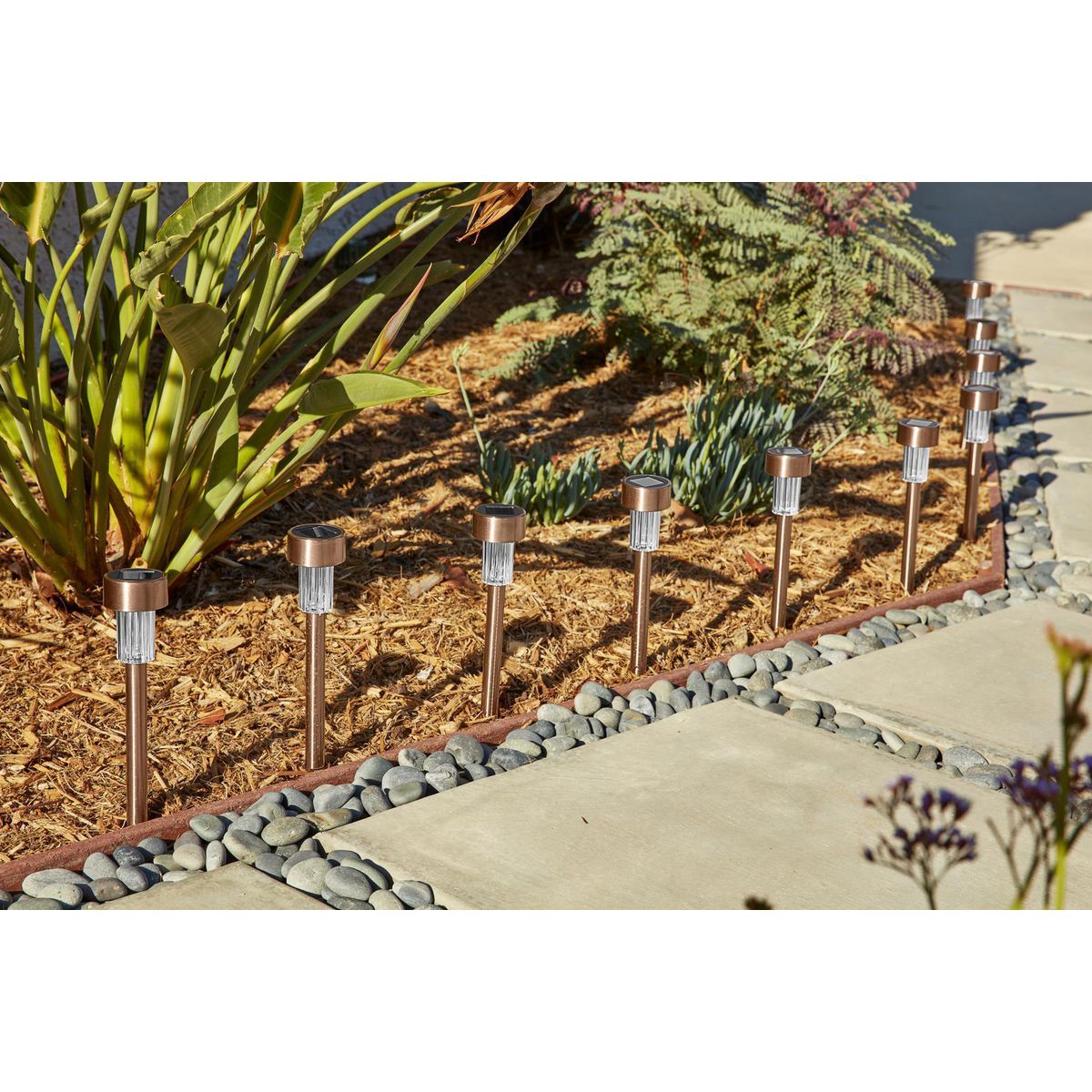 10 in. Solar LED Copper Finish Pathway Lights, 10-Pack D682