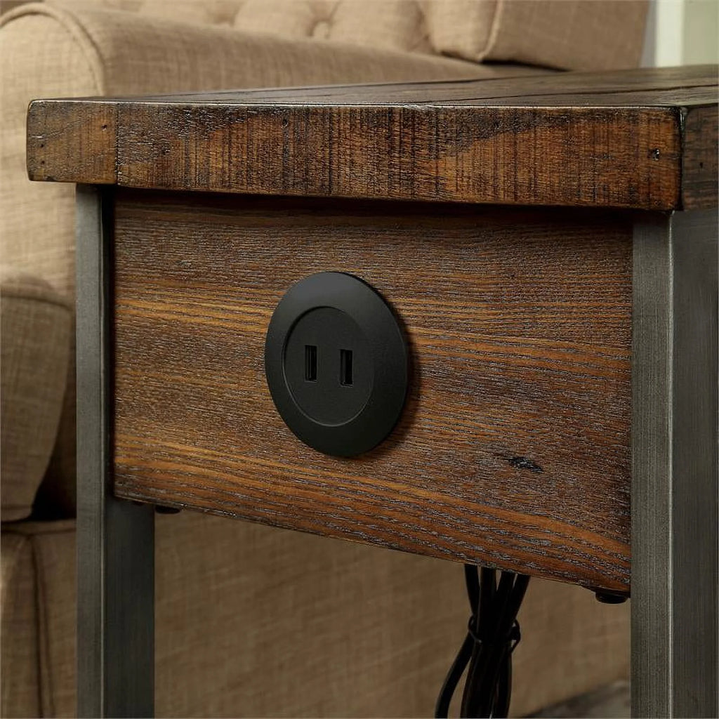 Rustic Wood 1-Drawer Side Table H587