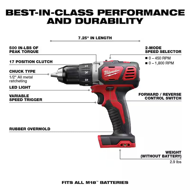 18V Cordless Drill Driver Impact Driver Combo Kit 2-Tool with 50PC Bit Set A653553