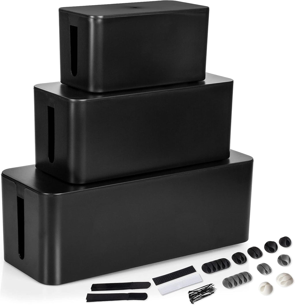 White Cord Organizer with Dark Wood Top, 3 Pack H57556