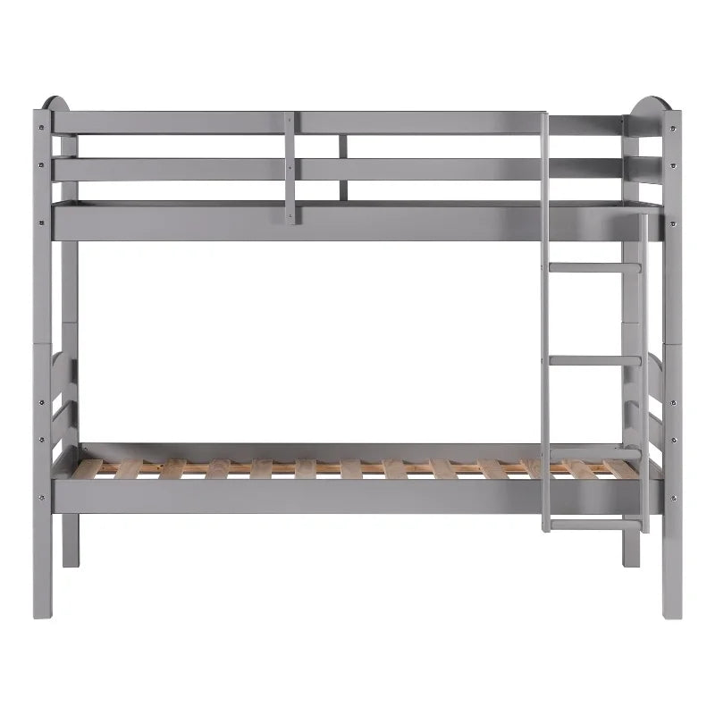 Gray Solid Wood Twin-over-Twin Bunk Bed Frame V96032