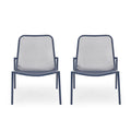 Matte Navy Blue Outdoor Dining Chair Set of 2 I349