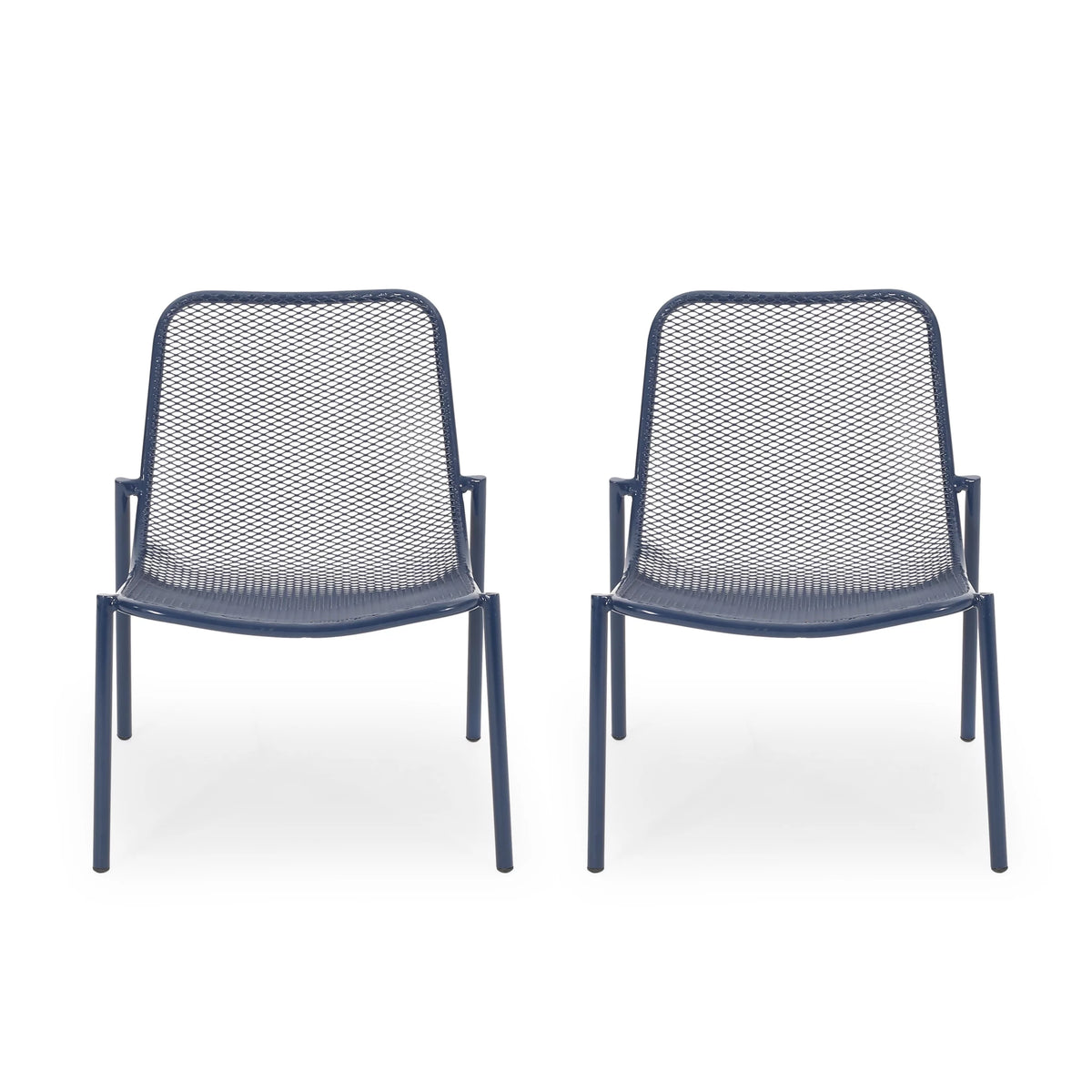 Matte Navy Blue Outdoor Dining Chair Set of 2 I349